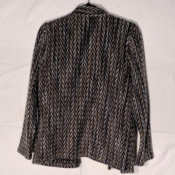 Vintage D’Allairds Brown Black Herringbone Acrylic Mohair  Wool Blend Cardigan S - Picture 9 of 10